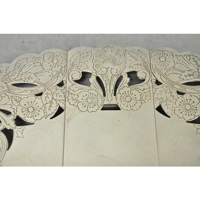 Vintage LBS Co Victorian Silver Plated Expanding 3 Section Pot Trivet For Sale In Philadelphia - Image 6 of 14