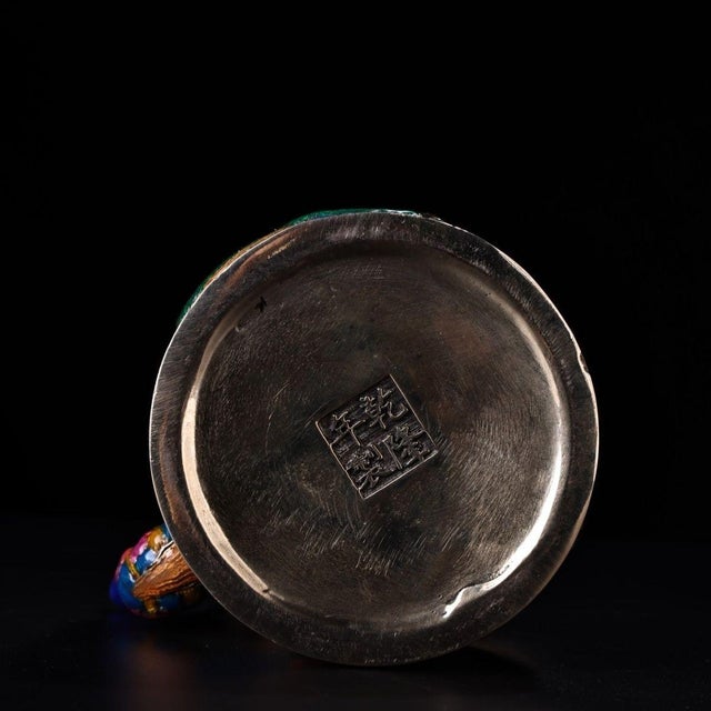 Late 19th Century Cloisonné Enamel Dragon Teapot With Overhead Handle For Sale - Image 9 of 9