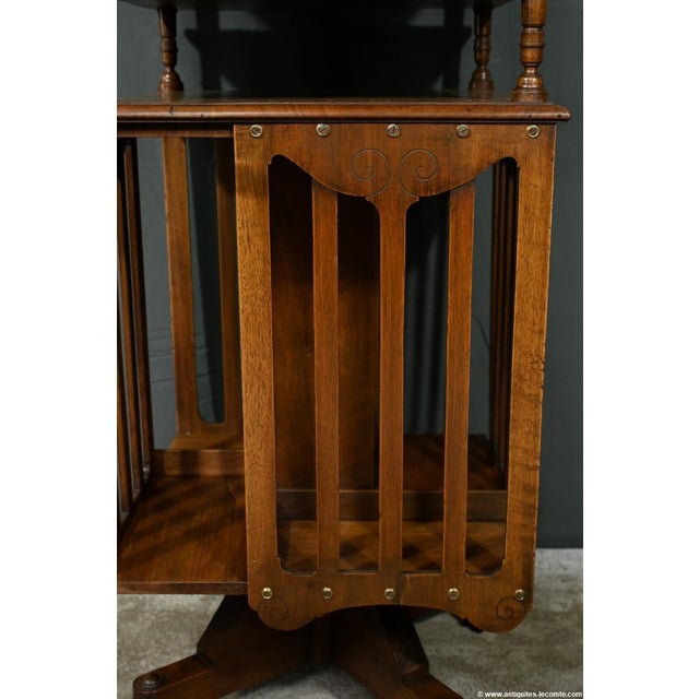 Walnut Revolving Bookcase from G.Lancelin, 1890s For Sale - Image 12 of 18