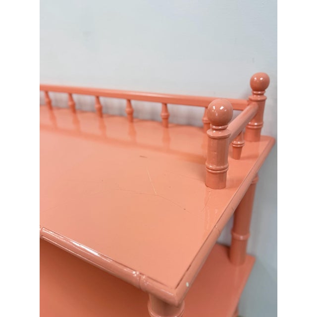 Vintage Console Table Thomasville Allegro Style Pink Faux Bamboo Hollywood Regency For Sale - Image 11 of 14