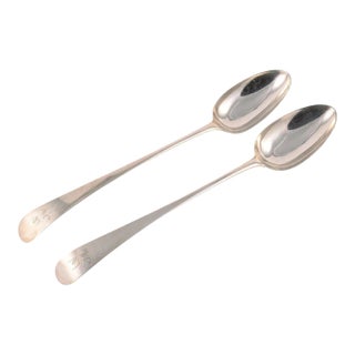 1783 Hester Bateman Sterling Silver Serving Spoons- a Pair For Sale