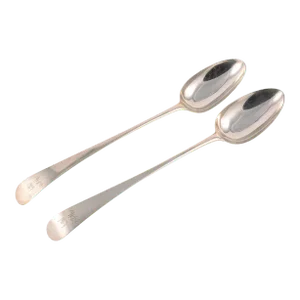 1783 Hester Bateman Sterling Silver Serving Spoons- a Pair