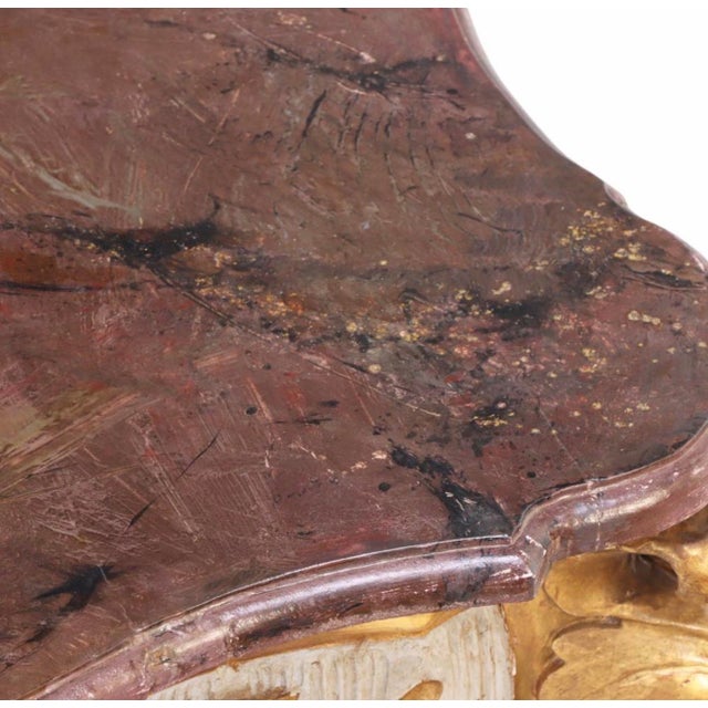 Early 19th Century Large Scale Roccoco Painted Venetian Italian Console Table With Faux Marble Top. For Sale - Image 9 of 11