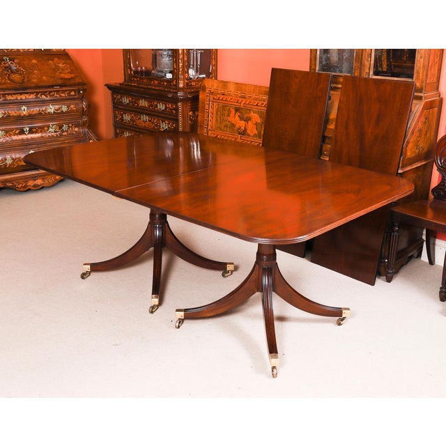 Gold Vintage 3 Pillar Dining Table and Chairs by William Tillman, 1980s, Set of 13 For Sale - Image 8 of 18