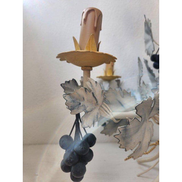 Vintage Hand-Forged Sheet Metal Five-Light Chandelier, 1950s For Sale - Image 12 of 18