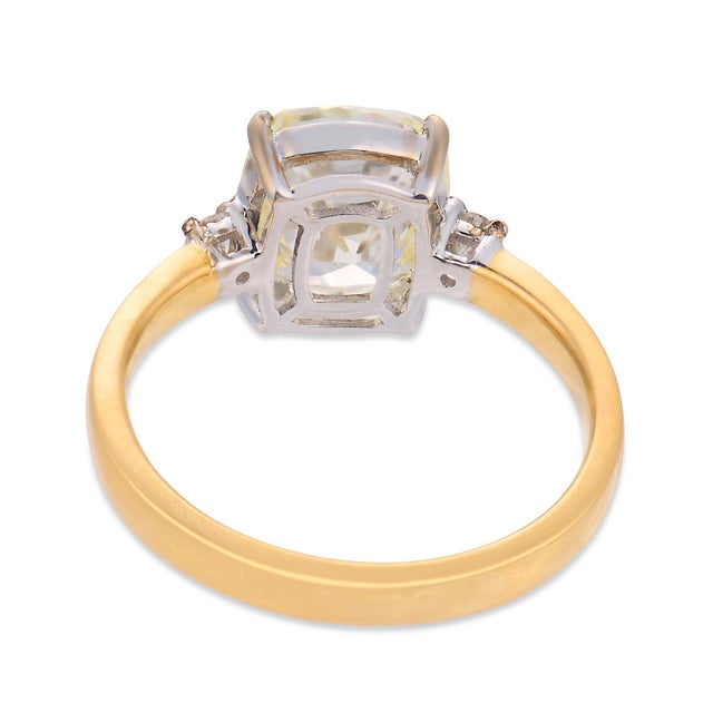 Mid 20th Century Mid 20th Century Gia 3.02 Carat Old Mine Cut Diamond 18k Two Tone Gold Engagement Ring, Size 6 For Sale - Image 5 of 7