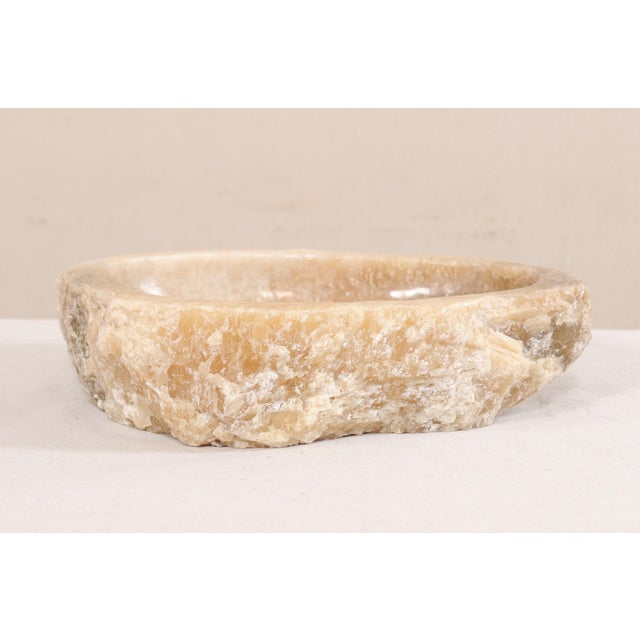 Gemstone Carved and Polished Onyx Sink Basin in Cream Color For Sale - Image 7 of 12