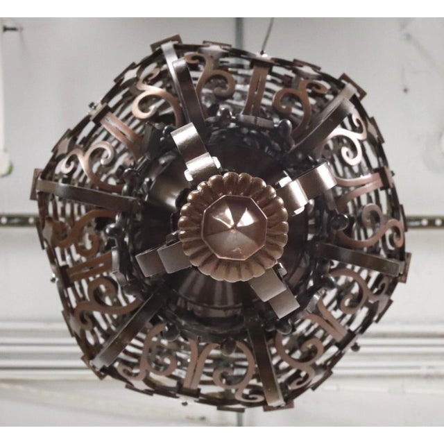 Early 20th Century Wrought Bronze Spanish Revival Pendant Light For Sale - Image 11 of 12