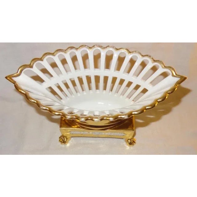 1820s French Empire White & Gold Porcelain Basket For Sale - Image 4 of 9