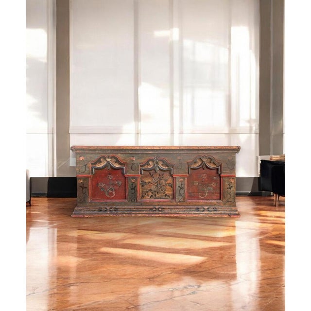 1822 Alpine Blue Floral Painted Blanket Chest For Sale - Image 18 of 18