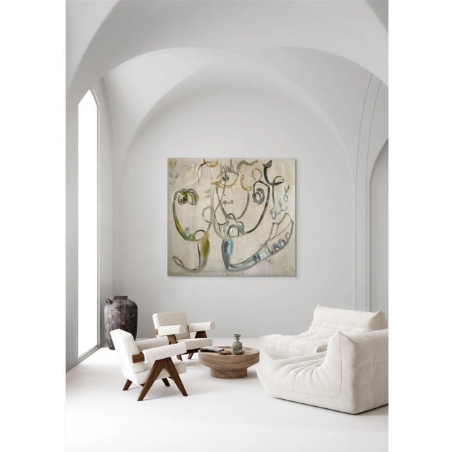 "Nowhere Man", 2022. Abstract, Figurative Oil Painting on Canvas by Joe Ginsberg. Predominantly Greige With Accents of Blue, Black and Gold. For Sale In New York - Image 6 of 6