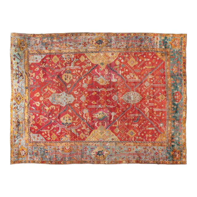 Oversized Antique Turkish Oushak Rug For Sale