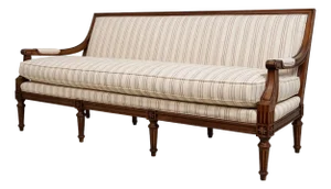 Ethan Allen French Louis XVI Style Mahogany Upholstered Large Sofa