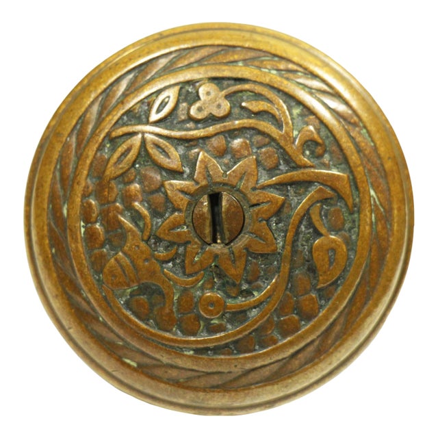 Antique 1890s Norwalk Bronze Blue Bell Passage Door Knob With Keyhole For Sale