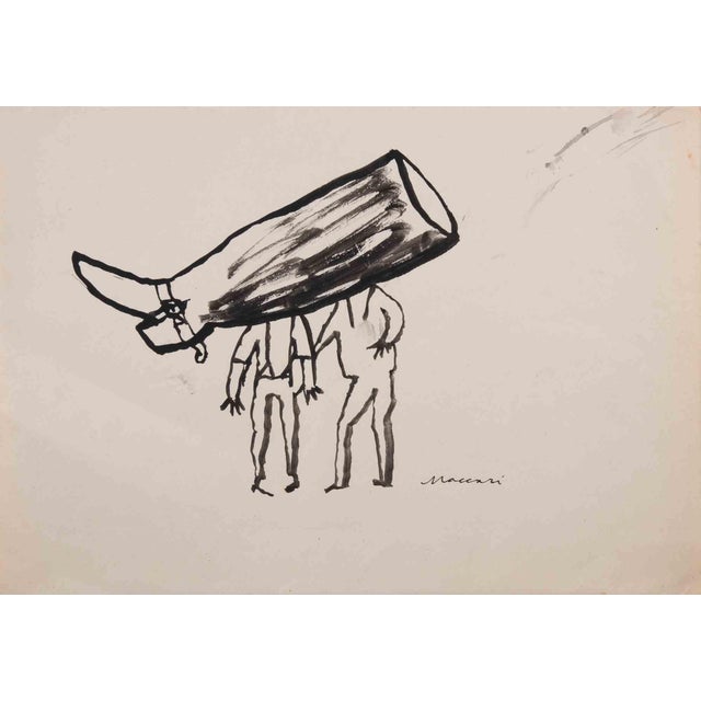 Mino Maccari, The Fixed Idea, Artwork on Paper, 1940s For Sale