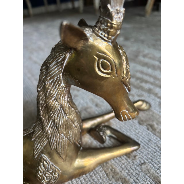 Reclining Brass Reindeer, Mid-Century For Sale - Image 4 of 8
