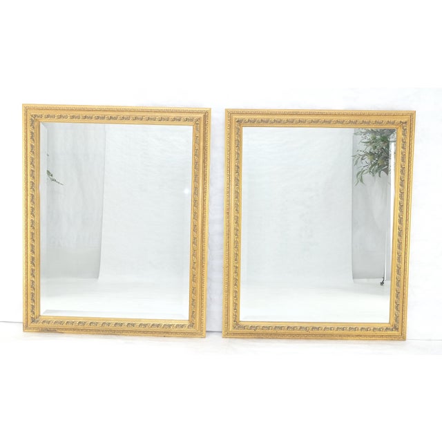 Gold Pair of 35x43 Rectangle gold Gilt Frames Wall Mirrors Mint For Sale - Image 8 of 15