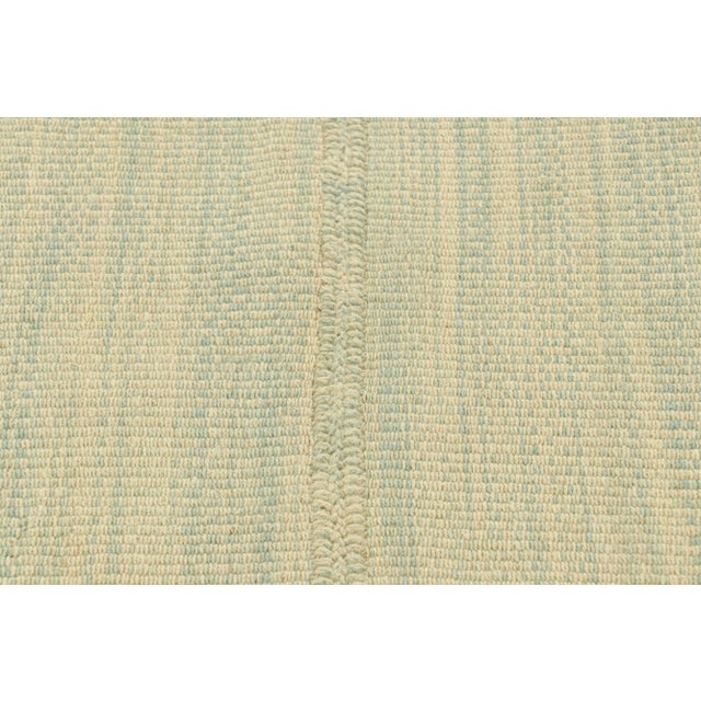 Contemporary Rug & Kilim’s Contemporary Kilim in Beige and Blue Textural Stripes For Sale - Image 3 of 7