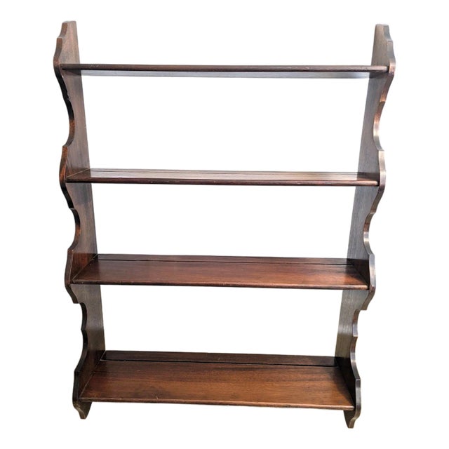 Late 19th Century Mahogany Hanging Wall Shelf Whale End Scrolled 4-Tier For Sale