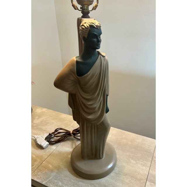 Continental Art Company Vintage Continental Art Company Greek / Roman Style Figural Lamps " High to the Finial. For Sale - Image 4 of 11