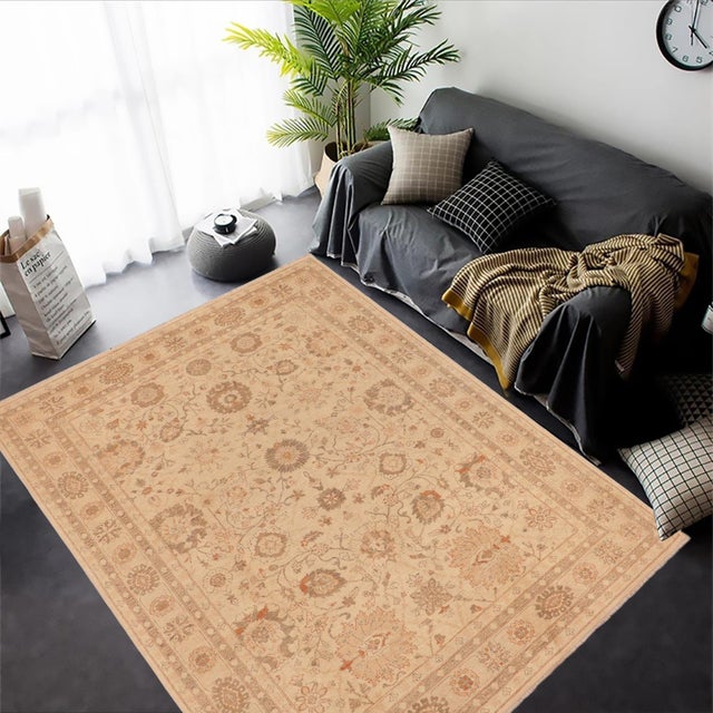"Enhance the ambiance of your home with this magnificent Persian-influenced Turkish hand-knotted rug made by skilled...