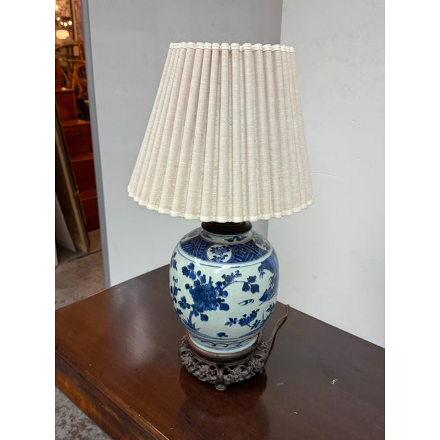 Chinoiserie Chinoiserie Porcelain Ginger Jar Table Lamp Vintage For Sale - Image 3 of 12