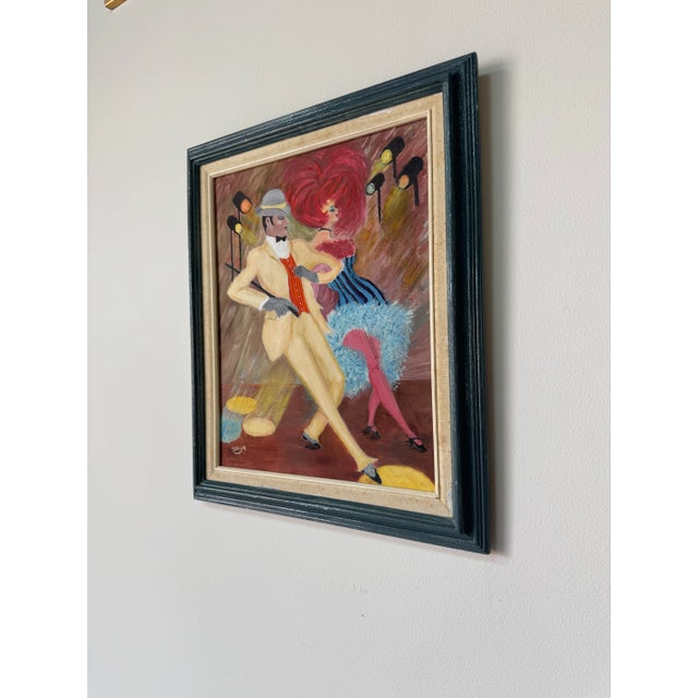 Figurative Vintage Gilbert Ballroom Dancers Figurative Oil Painting on Canvas – Framed For Sale - Image 3 of 10