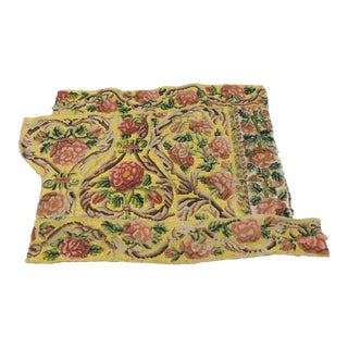 Antique Yellow and Orange Italian Needlepoint Tapestry Fragment For Sale