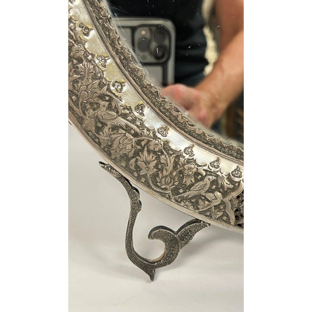 Antique Persian Silver Tabletop Vanity MIrror For Sale - Image 11 of 11