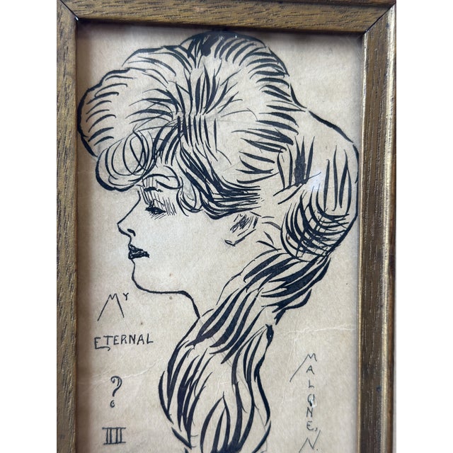 Tan Antique Gibson Girl-Style Illustration on Postcard, Circa Early 20th Century For Sale - Image 8 of 11