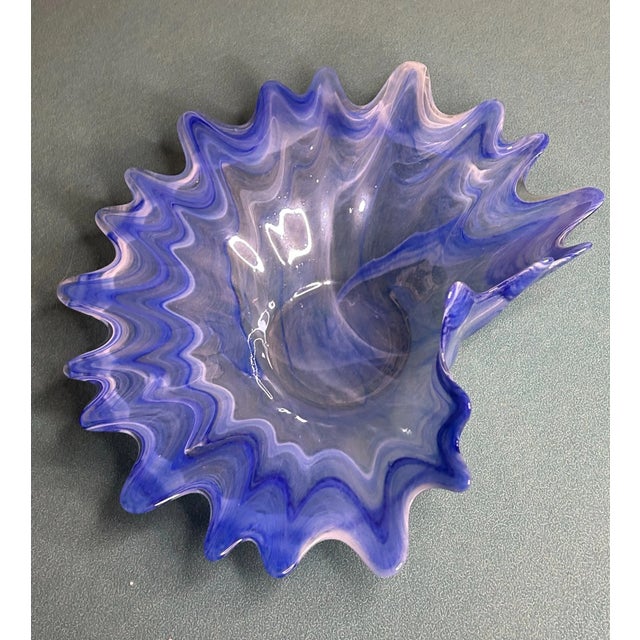 Mid-Century Modern Vintage MCM Murano Style Swirl Pattern Art Glass Bowl For Sale - Image 3 of 4