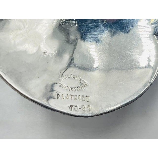 1980s Whimsical Silver-Plate & Malachite Serving Tray by Emilia Castillo, Mexican Art For Sale - Image 16 of 16