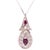 Metal 14 Karat White Gold Necklace With Diamond and Ruby Pendant 1.25 TDW For Sale - Image 7 of 7
