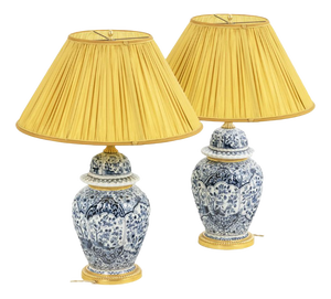 Earthenware and Bronze Lamps, 1880s, Set of 2