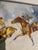 Very fine custom framed gouache/watercolor, painting of three polo players in motion painted by widely accomplished artist...