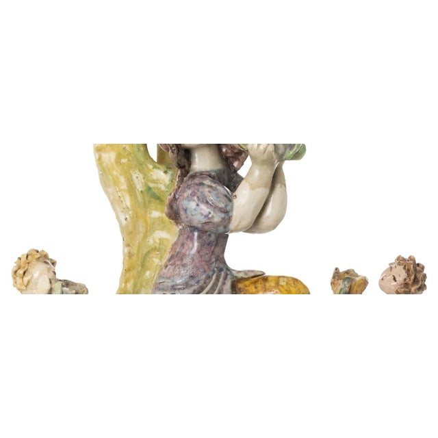 Ceramic Angel Lamp and Candlesticks Boys in Earthenware by Maria Luísa Fragoso, Set of 3 For Sale - Image 7 of 8