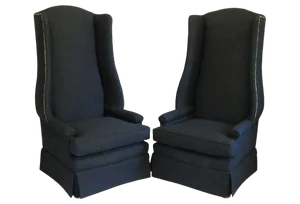 Monumental Upholstered Wing Back Chairs- Pair