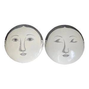 Extra Large Ceramic Girl Face Wall Art - a Pair