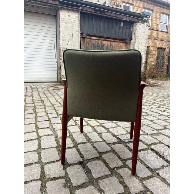 Wood Armchair in Green Upholstery and Teak by Grete Jalk for Glostrup Møbelfabrik For Sale - Image 7 of 11
