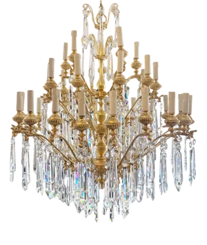 Gilt & Crystal Chandelier with 35 Arms, 1950s