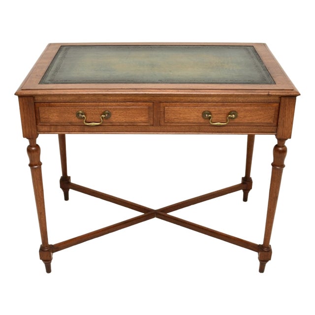 Victorian Walnut Leather Top Desk, 1890s For Sale