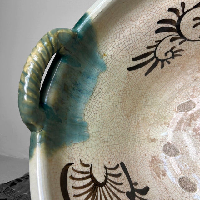 Antique Japanese Ceramic Seto Oribe Bowl, 1900s For Sale - Image 9 of 18