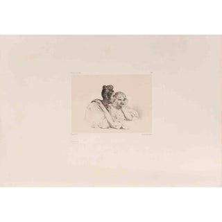 Léon Cogniet, The Attention, Etching, 19th Century For Sale