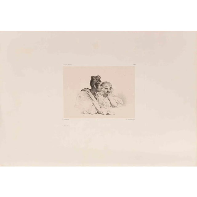 Léon Cogniet, The Attention, Etching, 19th Century For Sale