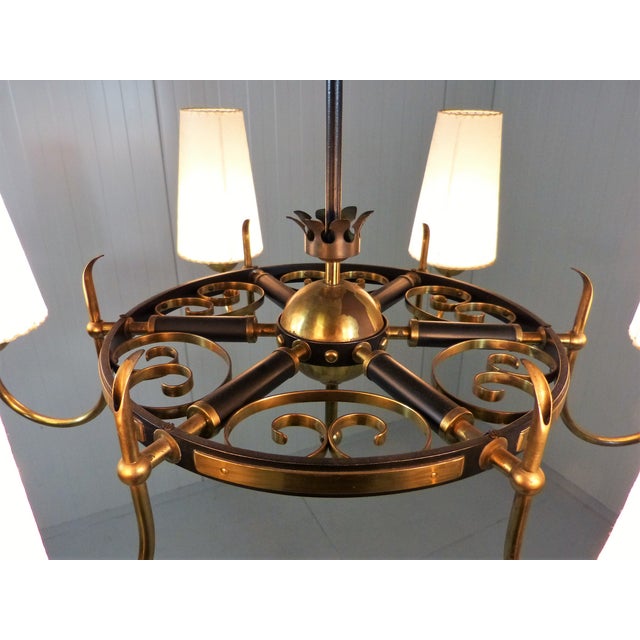 Finnish Brass Chandelier with Polyester Shades and Glass Diffusers, 1950s For Sale - Image 11 of 18
