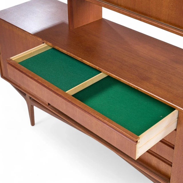 Knud Nielsen Mid Century Danish Teak Credenza and Hutch For Sale - Image 11 of 16