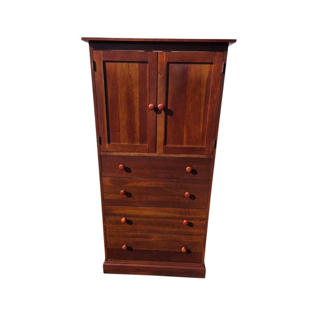 Red 1990s Ethan Allen American Impressions High Chest Dresser Armoire Mission Arts Crafts For Sale - Image 8 of 18