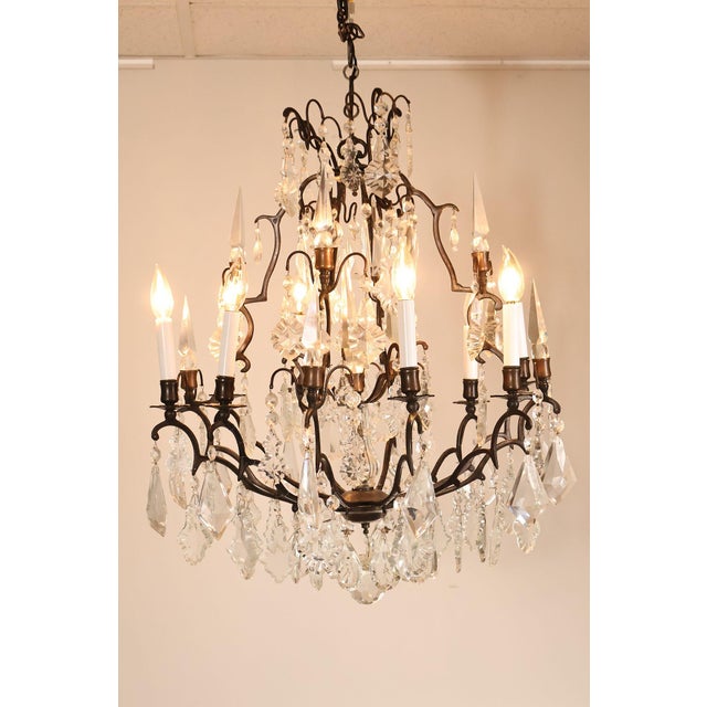 French Versailles Style Crystal And Bronze Chandelier For Sale - Image 3 of 18