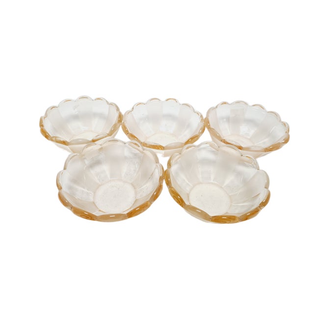 Glass Art Deco Dessert Service from Niemen Glassworks, Poland, 1930s, Set of 5 For Sale - Image 7 of 11