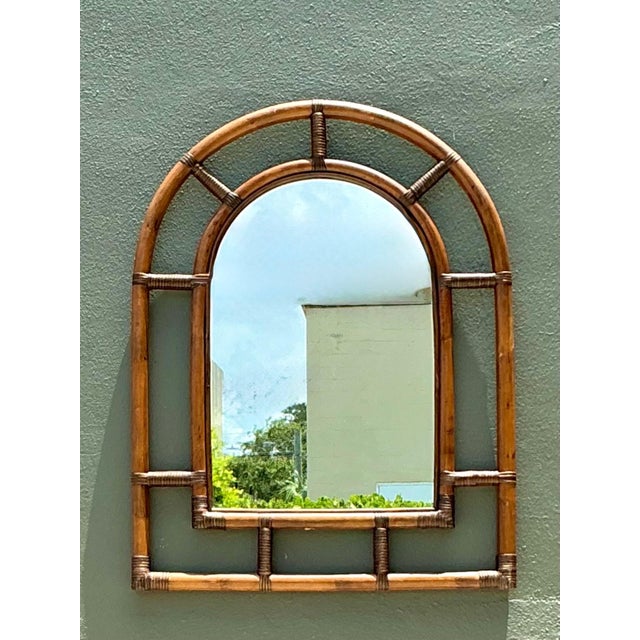 Vintage Rattan Arched Wall Mirror For Sale - Image 14 of 14